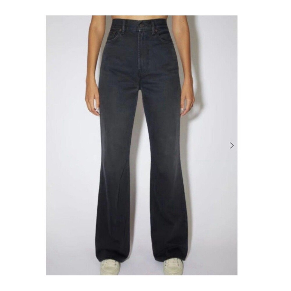 Acne Studios 1990 Washer Out Black Rigid High Waist Loose Bootcut Jeans Sz 27/30